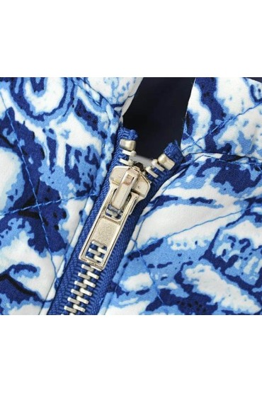 Bomber jacket alba cu imprimeu floral albastru  - 6