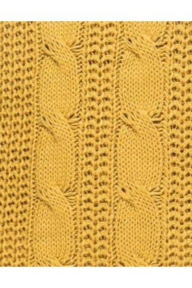 Rochie galben mustar tricotata, guler inalt, fara maneci  - 3