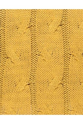 Rochie galben mustar tricotata cu maneci lungi si guler inalt  - 3