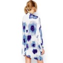 Kimono alb si imprimeu albastru  - 2