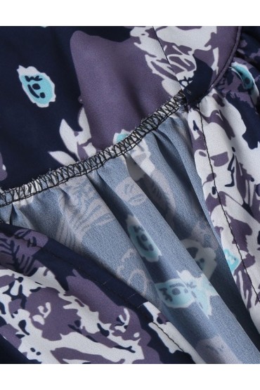 Kimono bleumarin cu imprimeu floral  - 7