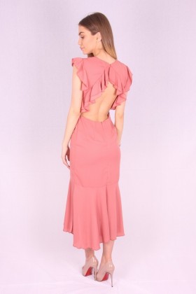 Rochie de seara cu spatele gol de culoare roz  - 2