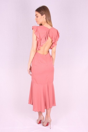 Rochie de seara cu spatele gol de culoare roz  - 2