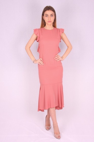 Rochie de seara cu spatele gol de culoare roz  - 1