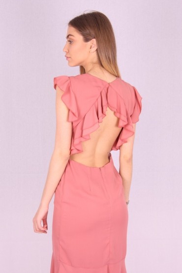 Rochie de seara cu spatele gol de culoare roz  - 3