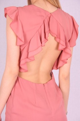 Rochie de seara cu spatele gol de culoare roz  - 4
