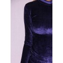 Rochie de catifea albastra mulata pe corp  - 2