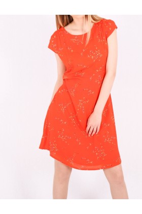 Rochie de vara portocalie cu imprimeu floral  - 2