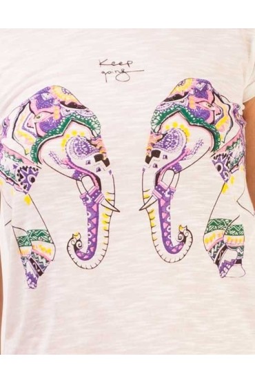 Tricou imprimat cu elefanti colorati  - 2