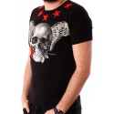 Tricou negru cu imprimeu craniu si stele albe BerryDenim - 2