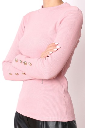 Bluza roz cu nasturi aurii  - 4
