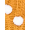 Pulover tricotat mustar cu ciucurei albi si gluga  - 6
